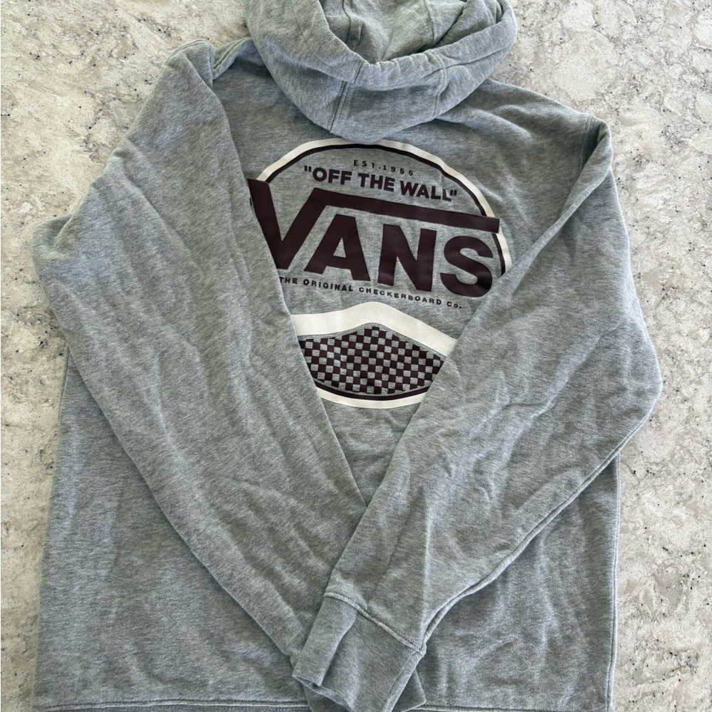 Vans Gray Sweatshirt Hoodie with Logo Design